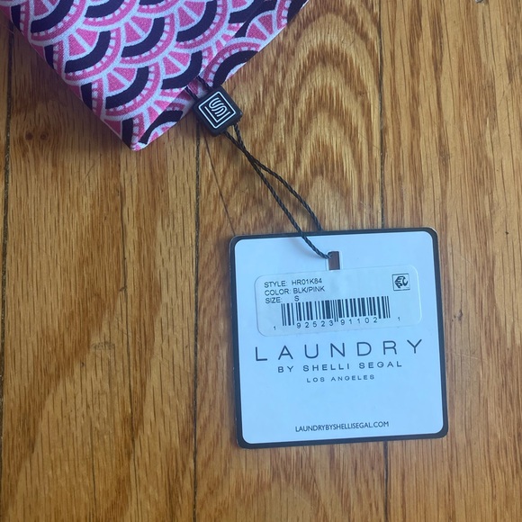 Pink Geometric Print Tie Waist 3/4 Sleeve Button-Down Laundry Brand Dress - Picture 3 of 3